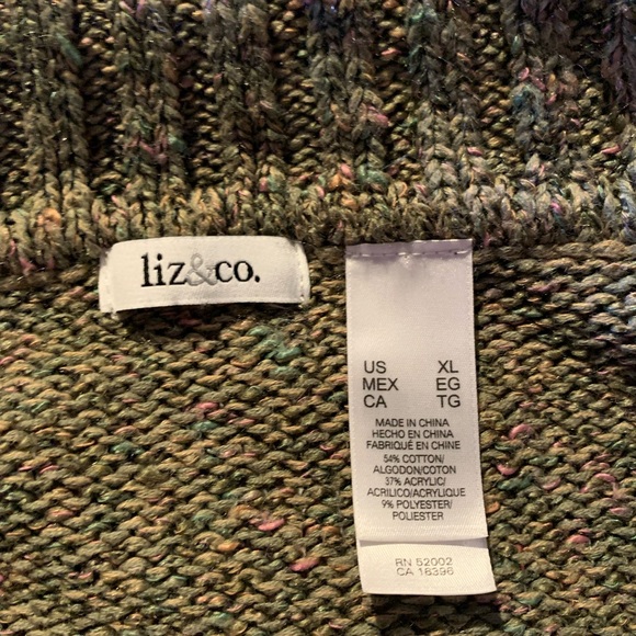 Liz And Co. Olive Green Women's Long Sleeve Sweater Size X-Large - Picture 3 of 4